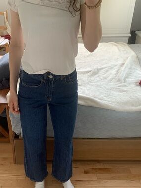 High-Rise Straight Leg Jeans in Dark Blue